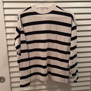 AYR Early Morn Tee Magpie Stripe Long Sleeve Shirt Small Cotton
